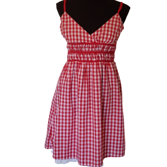 red and white gingham dress